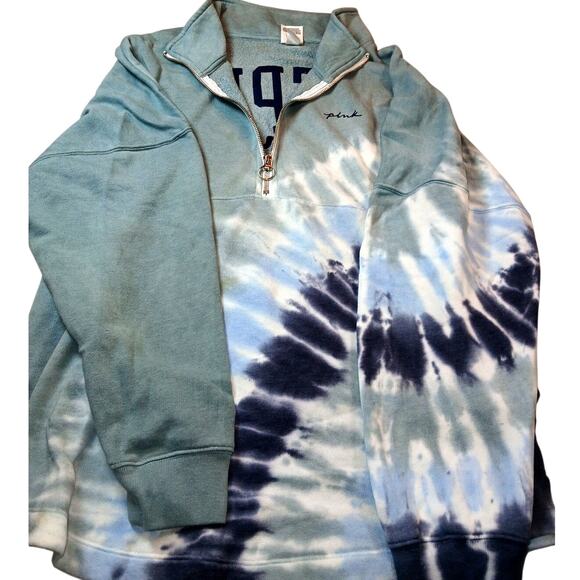 Victoria's Secret Tops - Victoria's Secret "Love Pink" Blue Tie Dye Half Zip Pullover Size: M